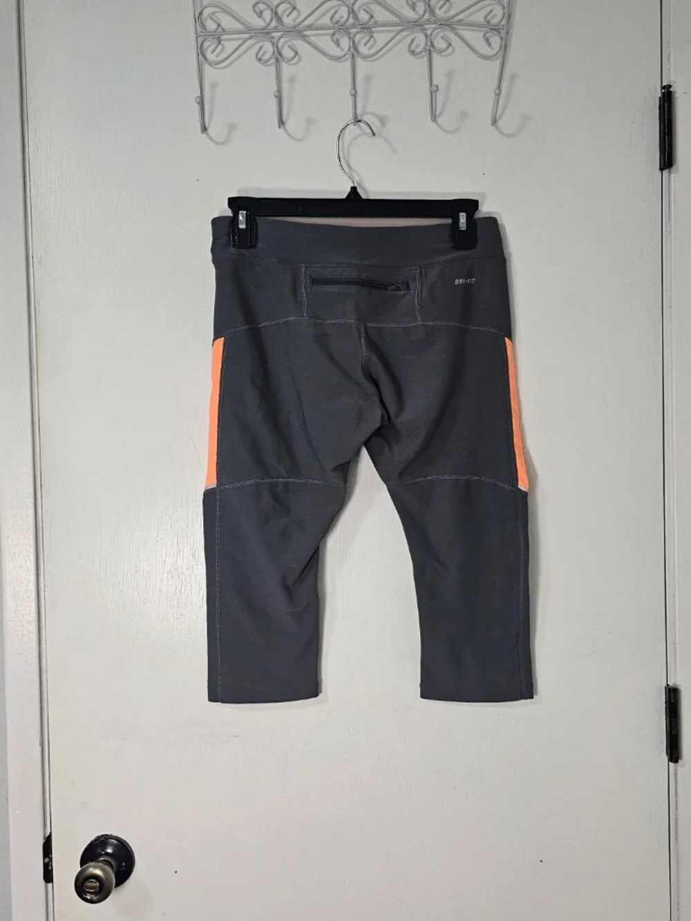 Nike Dri-FIT Women's Gray & Orange Running Capri Leggings - Size Medium - Picture 3 of 7